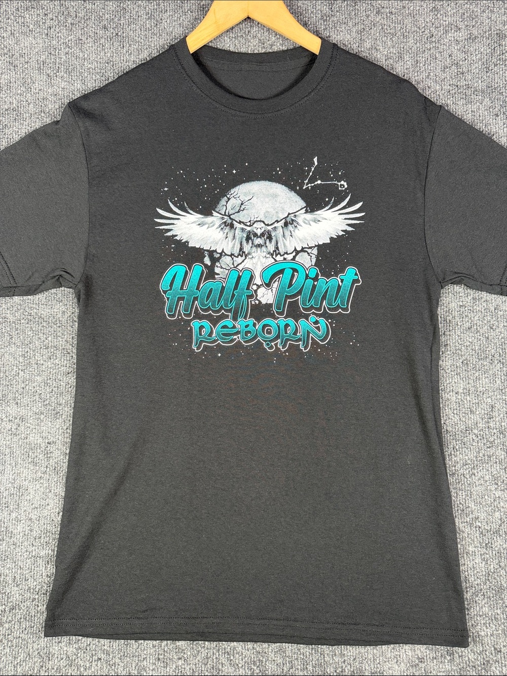Half Pint Reborn Men's Medium MMA Skull Wings Graphic T Shirt Black